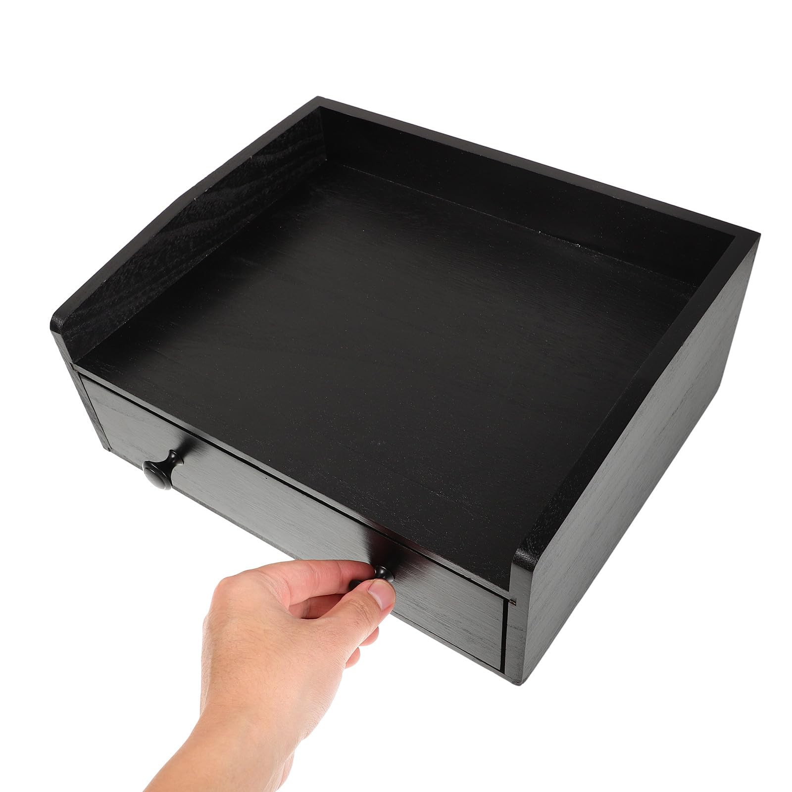 BESPORTBLE Organizador de Madera para Cápsulas de Café y Bolsitas de Té, Cajón Extraíble Negro, Almacenamiento de Sobremesa Resistente, Estación de Café para Cocina y Oficina, Caja Práctica