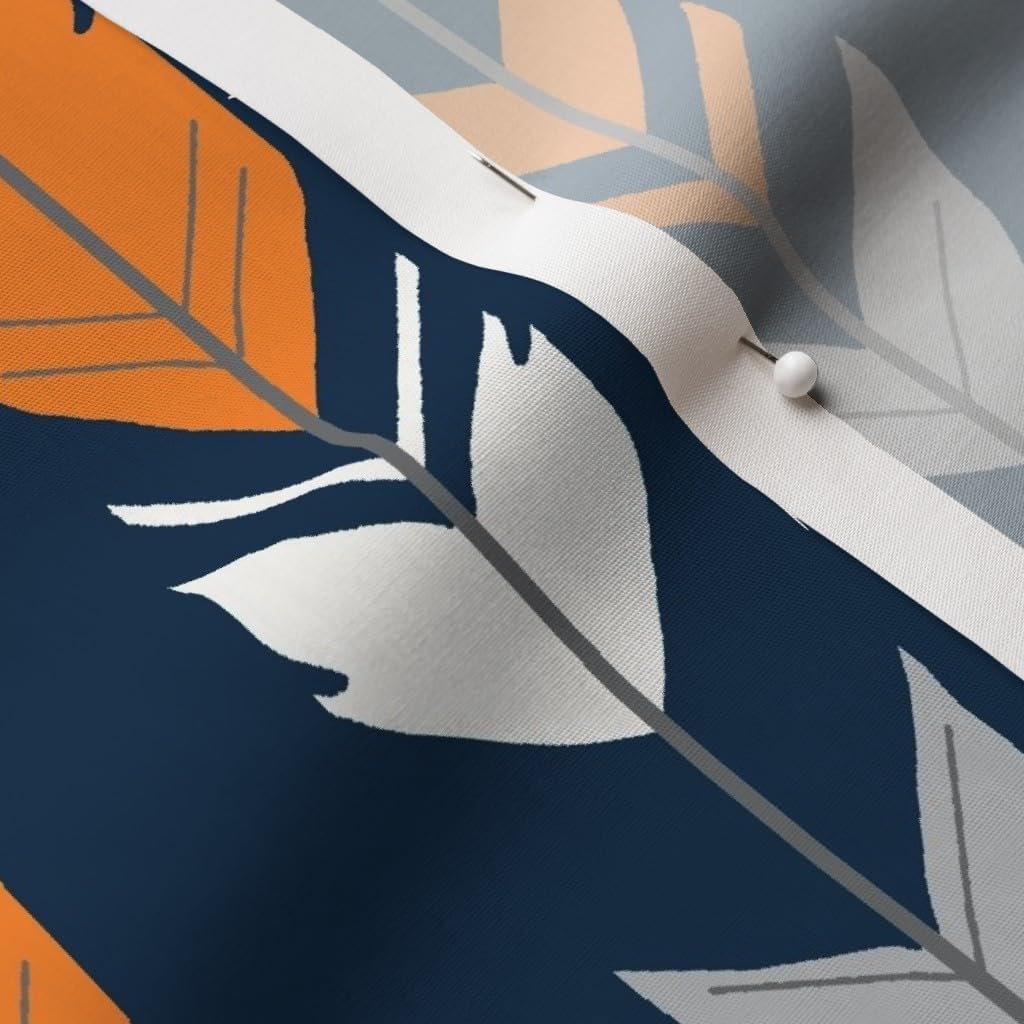 Spoonflower Fabric - Arrow Feathers Navy Orange Trendy Chevron Archery Gray Feather Printed on Cotton Poplin Fabric by The Yard - Sewing Shirting Quilting Dresses Apparel Crafts