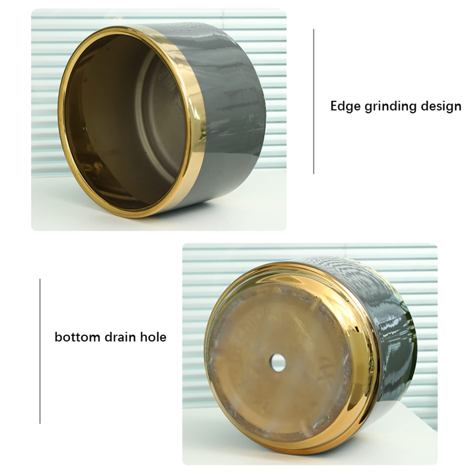Vasi da Giardino Vaso per Piante da 7/8/9 Pollici, fioriere in Ceramica Smaltata Lucida di Lusso con Foro di Scarico e piattino in plastica per Interni ed Esterni