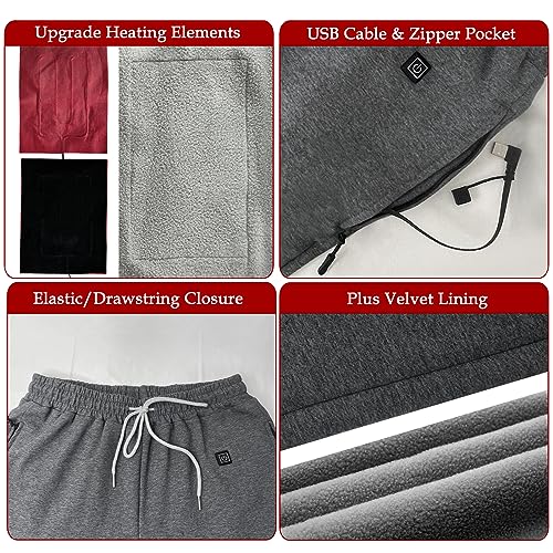 FERNIDA Heated Pants for Men Women, Thick Electric 5V USB 8 Zones Heating Trousers Winter Outdoor Warm (Battery Not Included)4