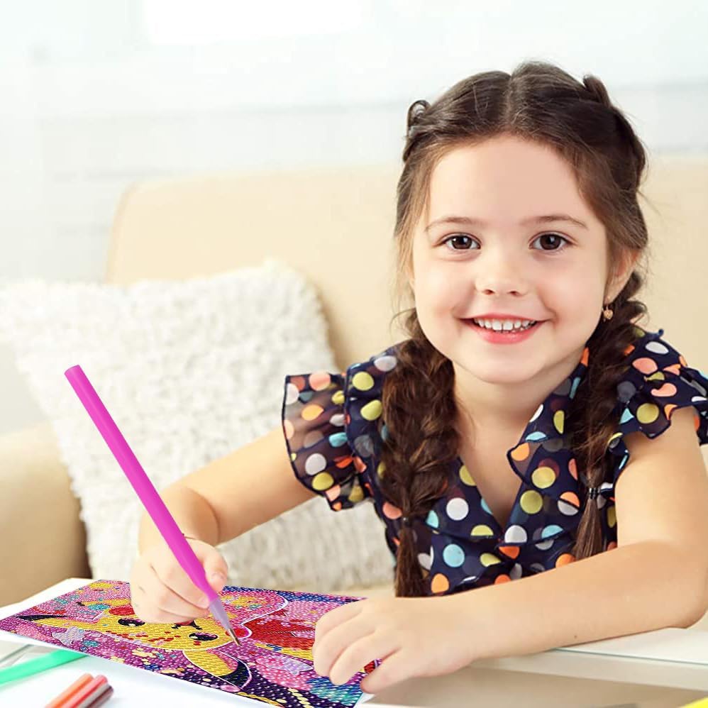 Miniatura 7 de Kits de pintura de diamantes para niños, paquete de 4 piezas de arte de diamantes para niños principiantes, arte de diamantes pequeños, pintura de