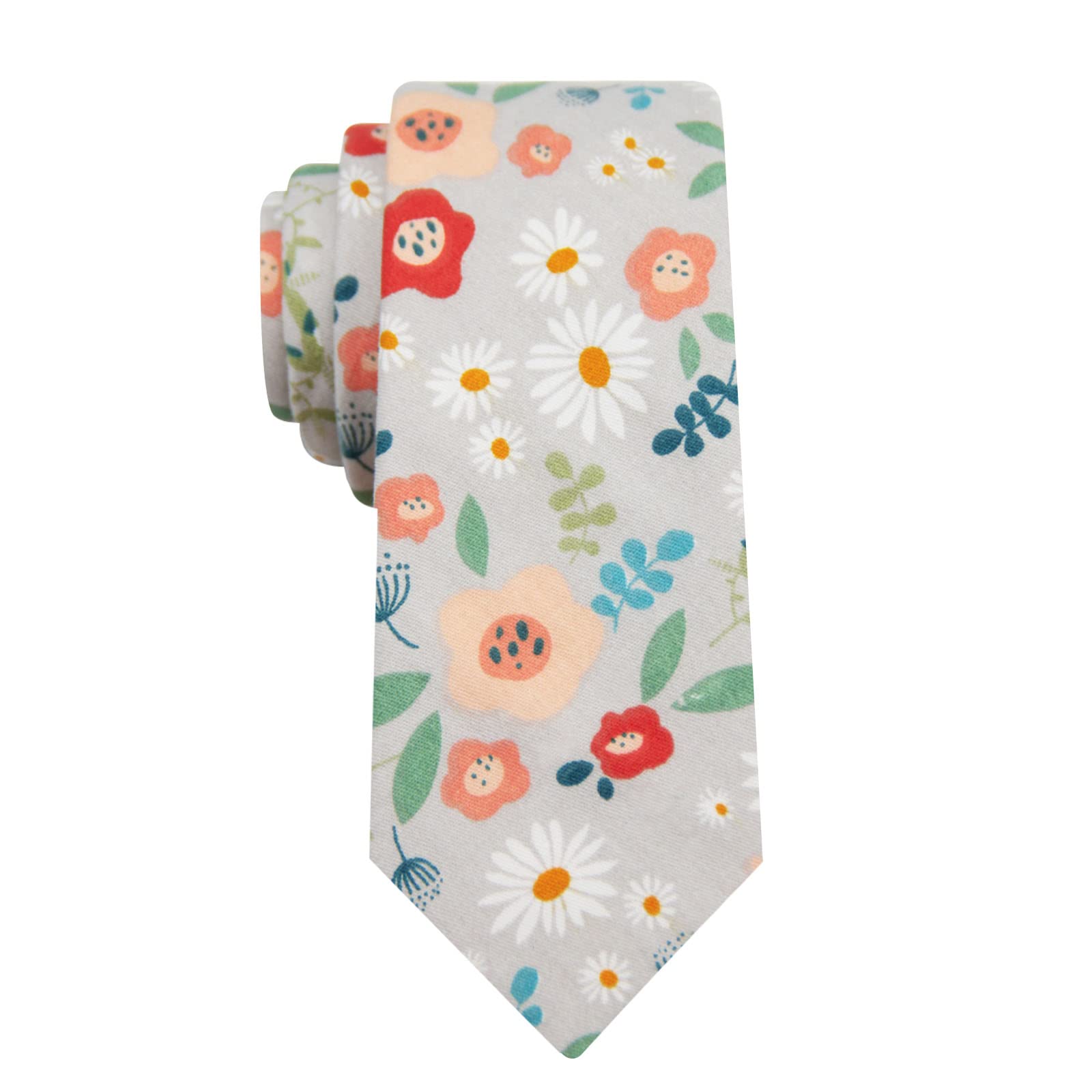 Mantieqingway Floral Ties for Men Skinny Cotton Tie Flower Necktie