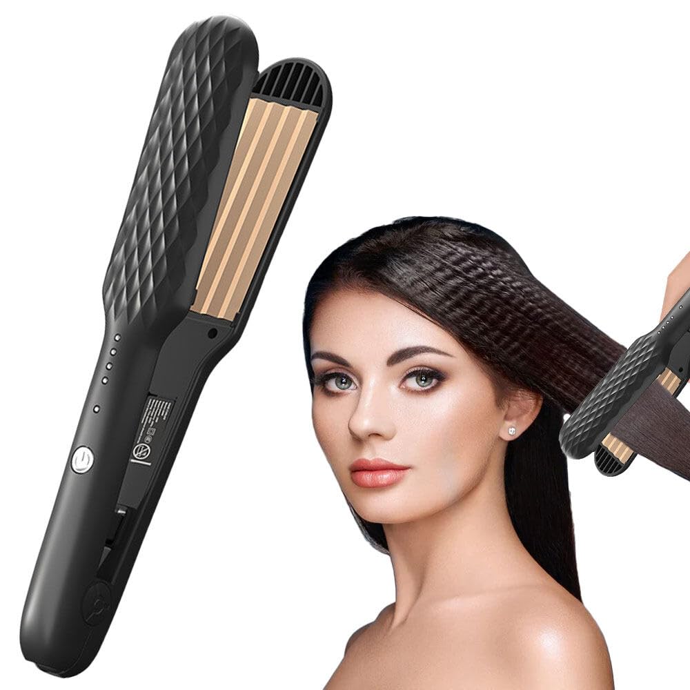 Fer à Gaufrer les Cheveux Cheveux, Gaufrière Reglable en Température, Chauffage Rapide, Pour Cheveux Longs et Courts, Donner du Volume