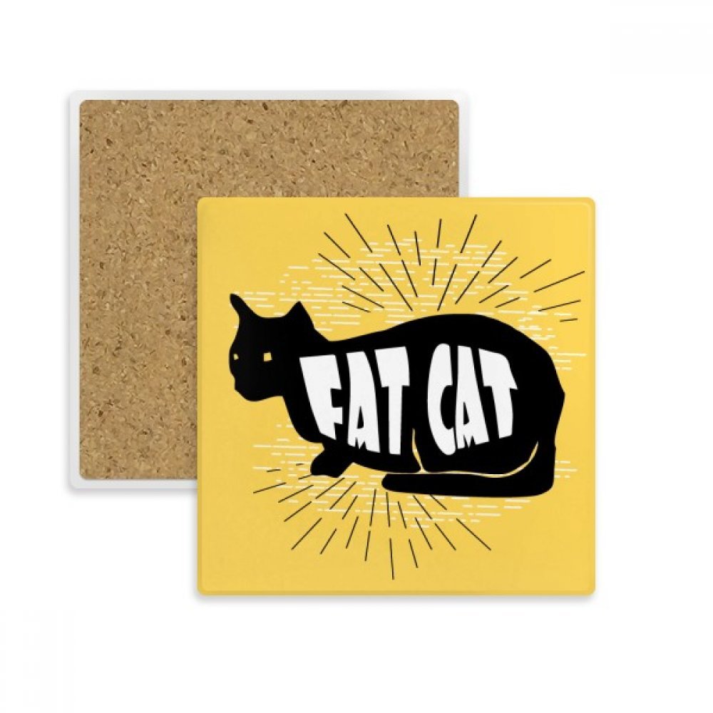 Coaster tasse absorbent pierre chat noir pour table basse et bureau sans traces