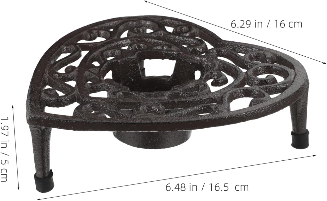 SHOWERORO Cast Iron Teapot Warmer with Heart-Shaped Design Stable Tripod Stand for Tealight Candles Keeps Tea Coffee and Milk Hot for Hours Decor for Tea Lovers