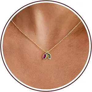 Birthstone Necklace for Women Dainty Gold Necklace with 2 Birthstone Christmas Stocking Stuffers Teen Girl Gifts Trendy Stuff Birthday Gift Moms 2025 Graduation Gift Adjustable Anniversary Jewelry for Daughter Girlfriend Friend