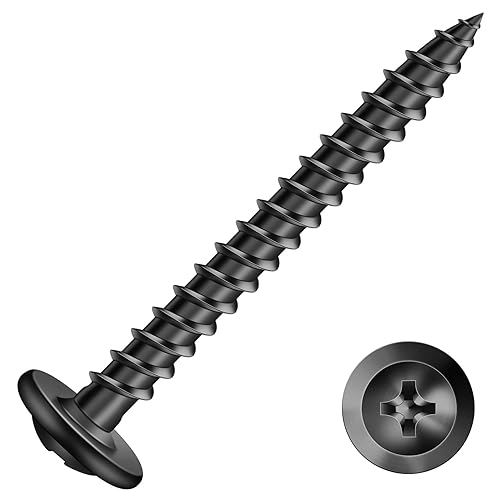 #8 x Tornillo de madera de 1-12 pulgadas, 250 piezas de acero de aleación, cabeza de armadura de rosca estándar, rápido autorroscante, óxido negro