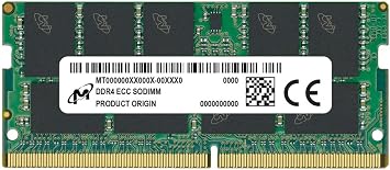 Crucial MTA18ASF2G72HZ-3G2R1R DDR4 Ecc Sodimm 16Gb 2Rx8 3200 Memory Module