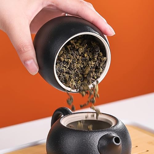 Miniatura 7 de Zerodeko Tarro de caramelo de cerámica para almacenamiento de té, tarro de gato té de cerámica sellado 5.4 fl oz retro hogar cocina contenedores de