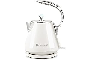 Elite Gourmet EKT-1203W 1350W Electric Kettle, Stainless Steel Electric Kettle no Plastic