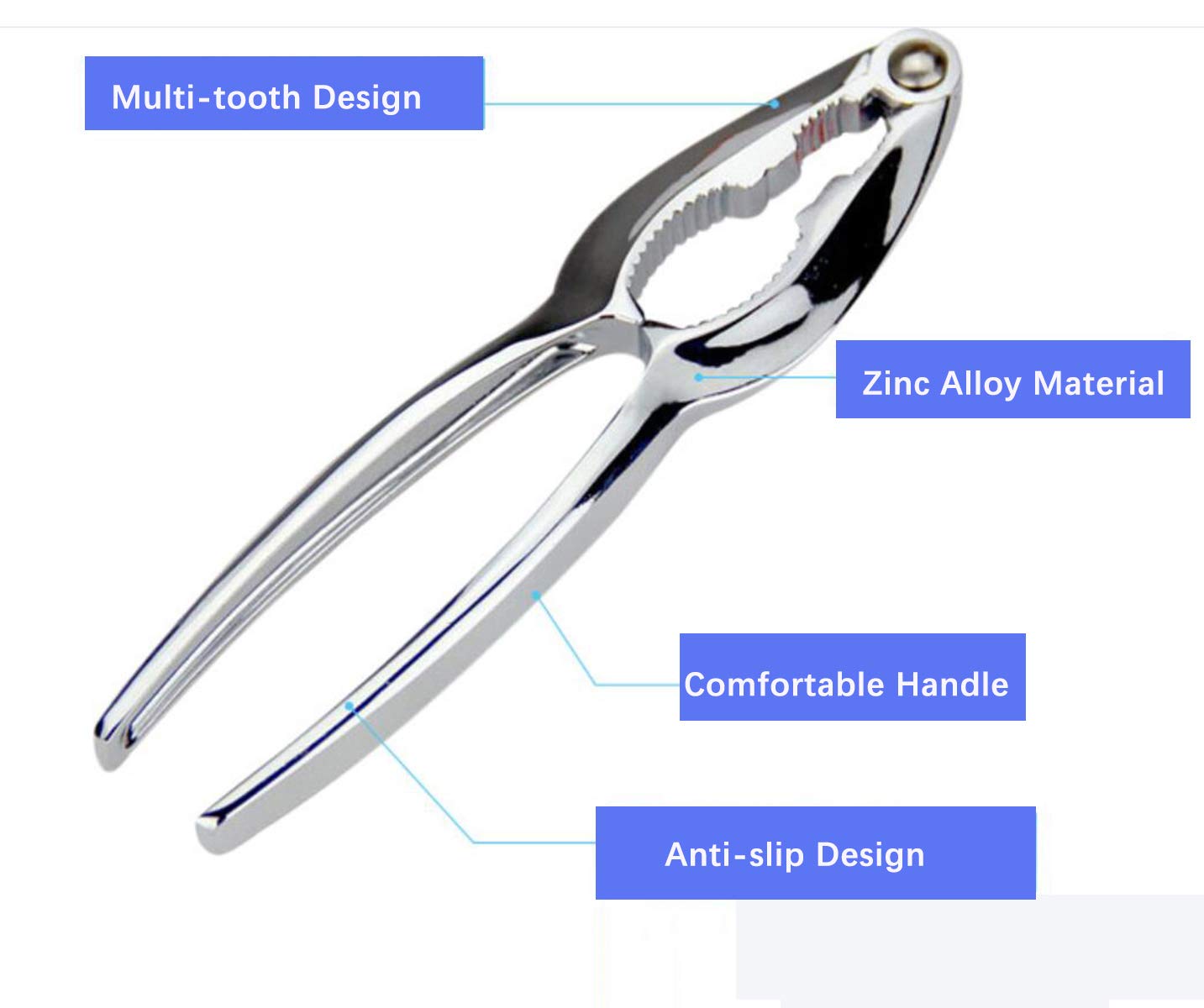 Outil Cuisine Robuste Casse-Noix Métal Avec Poignée Antidérapante | Pour Noix, Noisettes, Amandes | Zinc Allié | Facile à Nettoyer Pince Casse Noisette