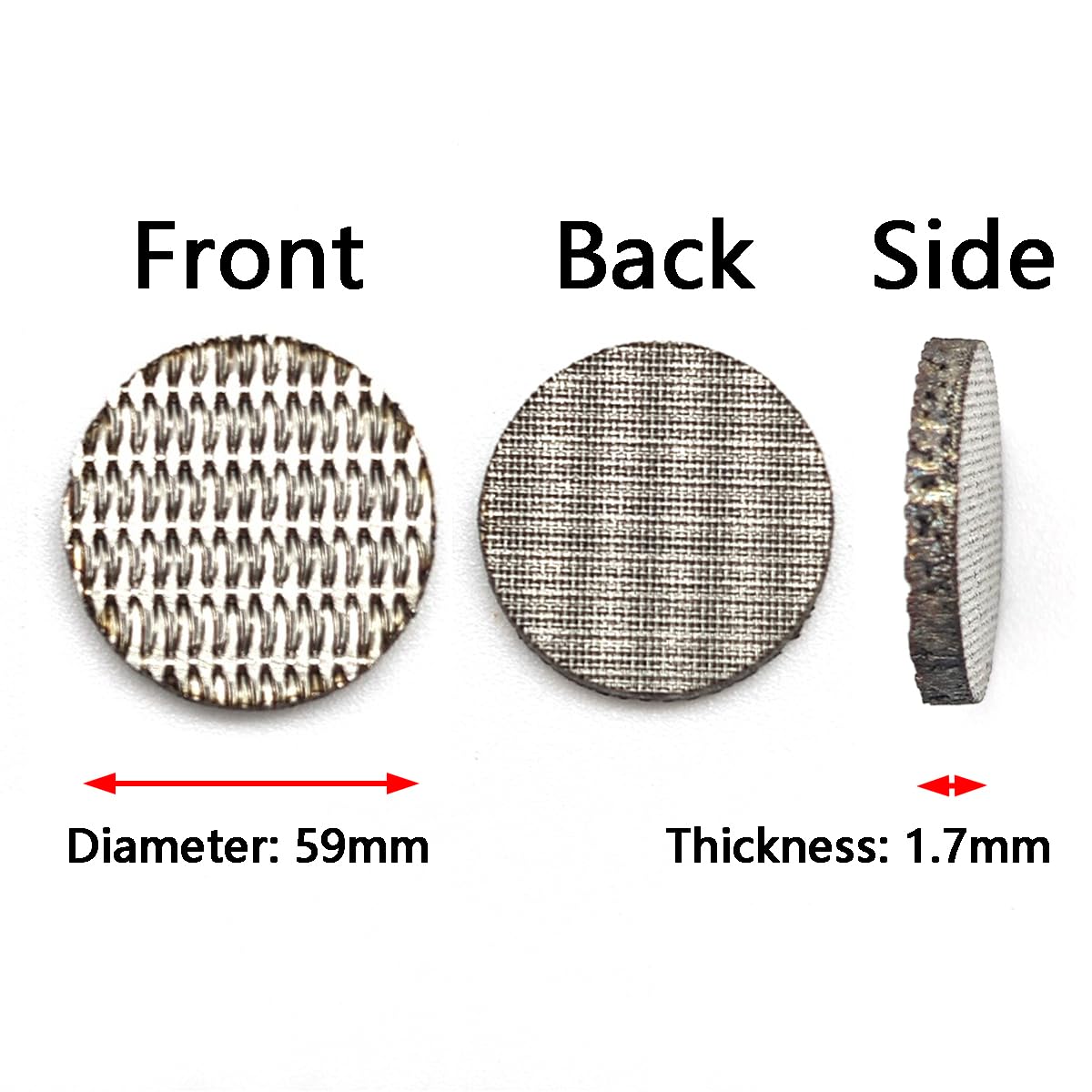 Spiekana tarcza filtracyjna 304 SUS 8 mm 20um okrągła siatka druciana(59mm x1.7mmx 10pcs)
