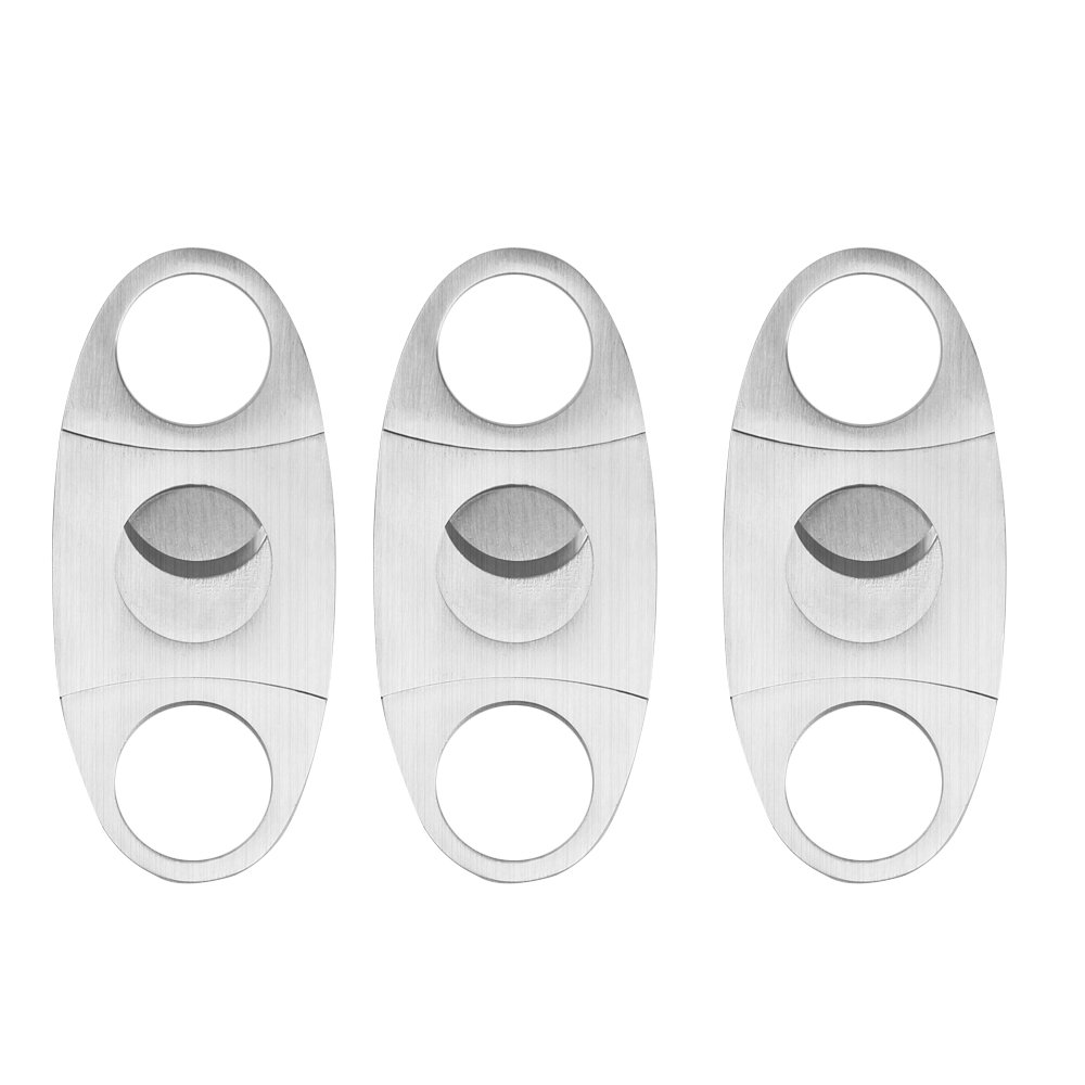 URBESTCigar Cutter, 3 Pieces Premium Stainless Steel Silver Guillotine Double Sharpening Blade Smoking Cigar Clippers