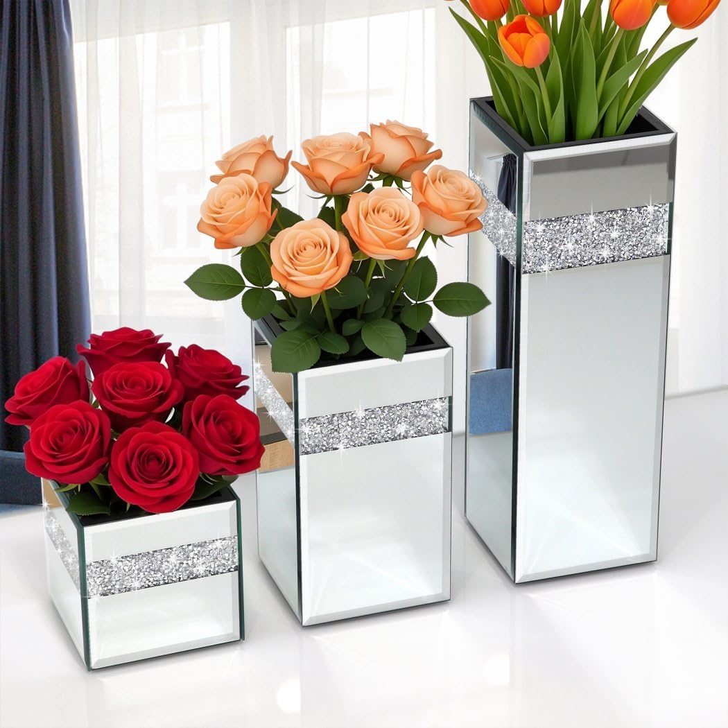 ALLARTONLY Crushed Diamond Vase 3pc