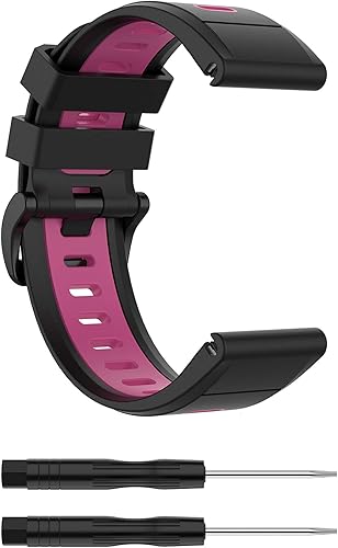 Vista 26 de Compatible con Garmin Fenix 6X Sapphire Band para mujeres y hombres, bandas de repuesto de silicona Quickfit de 0.86 pulgadas (1.024 in), correas