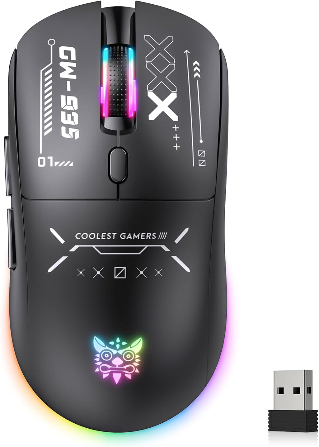 Wireless Gaming Mouse, Tri-Mode 2.4G/Bluetooth/USB-C, 12800 DPI Adjustable, 79g Lightweight, 500mAh Rechargeable, for PC Gaming/Laptop/Mac (Black)