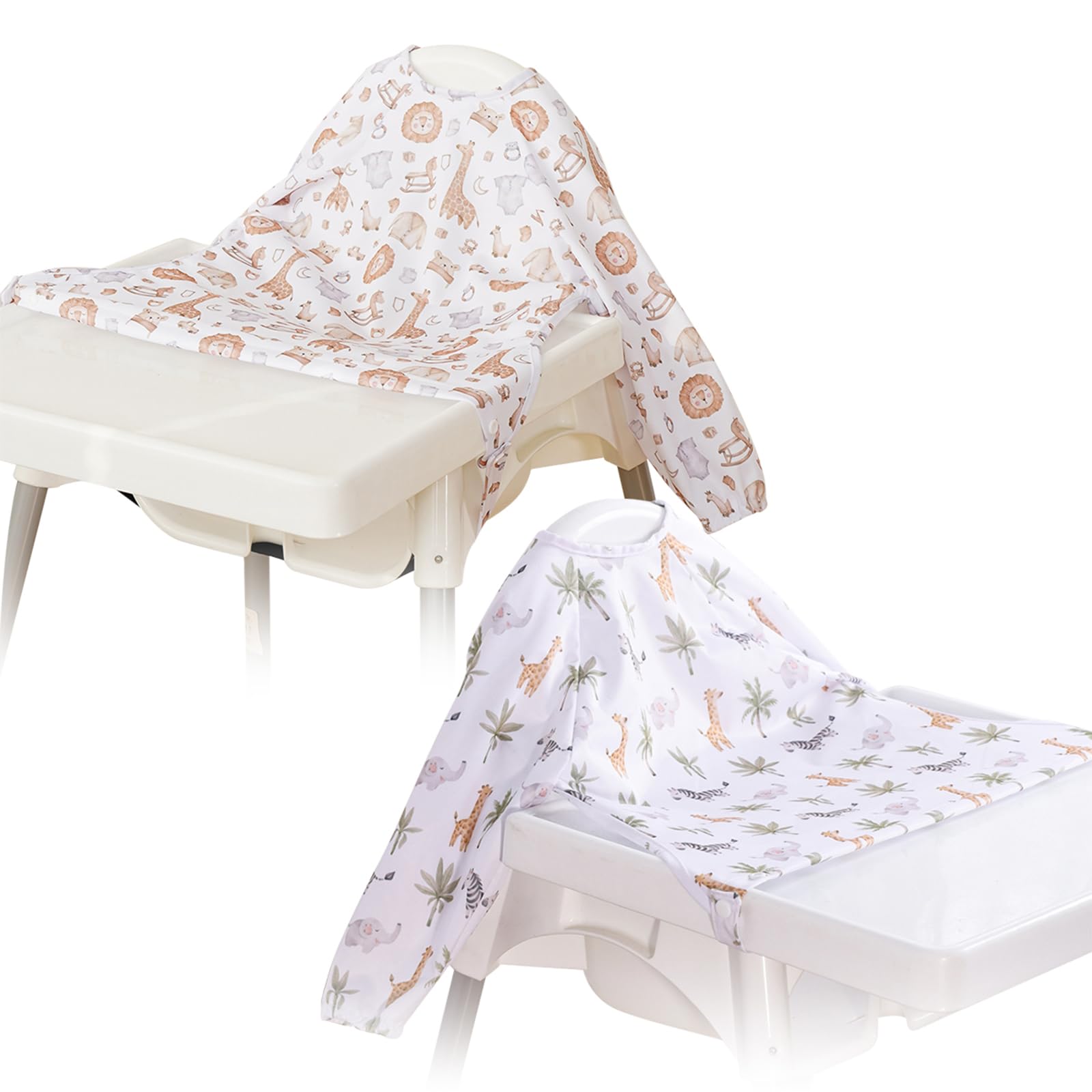 CoolaPeach Long Sleeve Baby Bib - Mess-Proof Feeding Bibs for Babies - Adjustable, Waterproof, and Highchair/Table Attachment