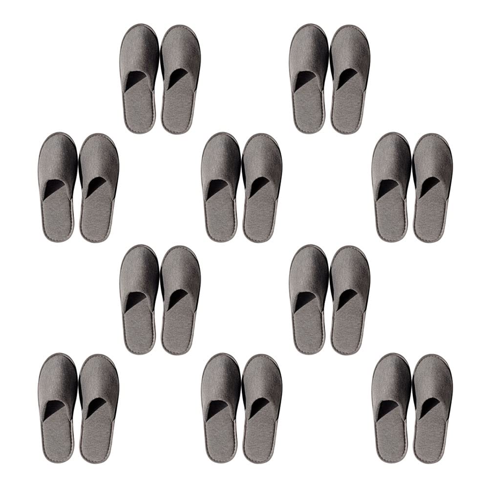 10 pares de pantuflas de hotel cerradas talla universal cómodas lavables desechables de 100% algodón, zapatillas de casa de invitados, suela antideslizante