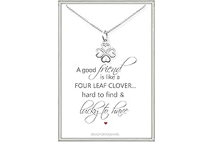 Tiny and Dainty Sterling Silver Four Leaf Clover Necklace for Women
