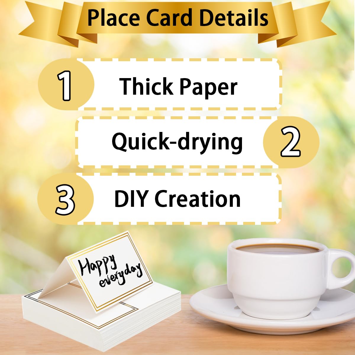XingyLi 45pcs Table Number Holders Set, 3.35 inch Gold Wedding Place Card Holder with Place Cards, Table Number Stands - Image 4