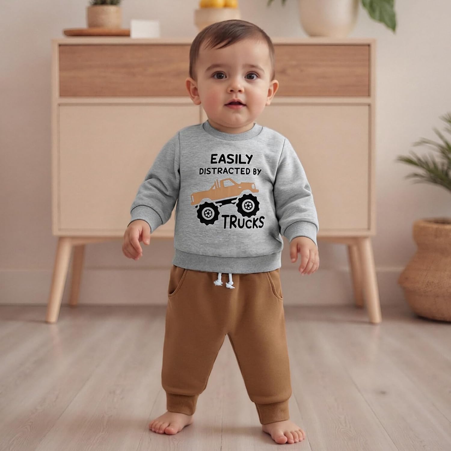 Toddler Baby Boy Fall Clothes 1T 2T 3T 4T 5T​ Winter Outfits Long Sleeve Trucks Sweatshirt Tops Jogger Pants Set
