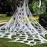 Halloween Deko Spinnennetz Groß, Halloween Elastisches Spinnennetz, Halloween Riesiges Spinnennetz, Halloween Deko Riesiges Dreieck Spinnennetz für Halloween Party Outdoor Garten Dekoration (A)