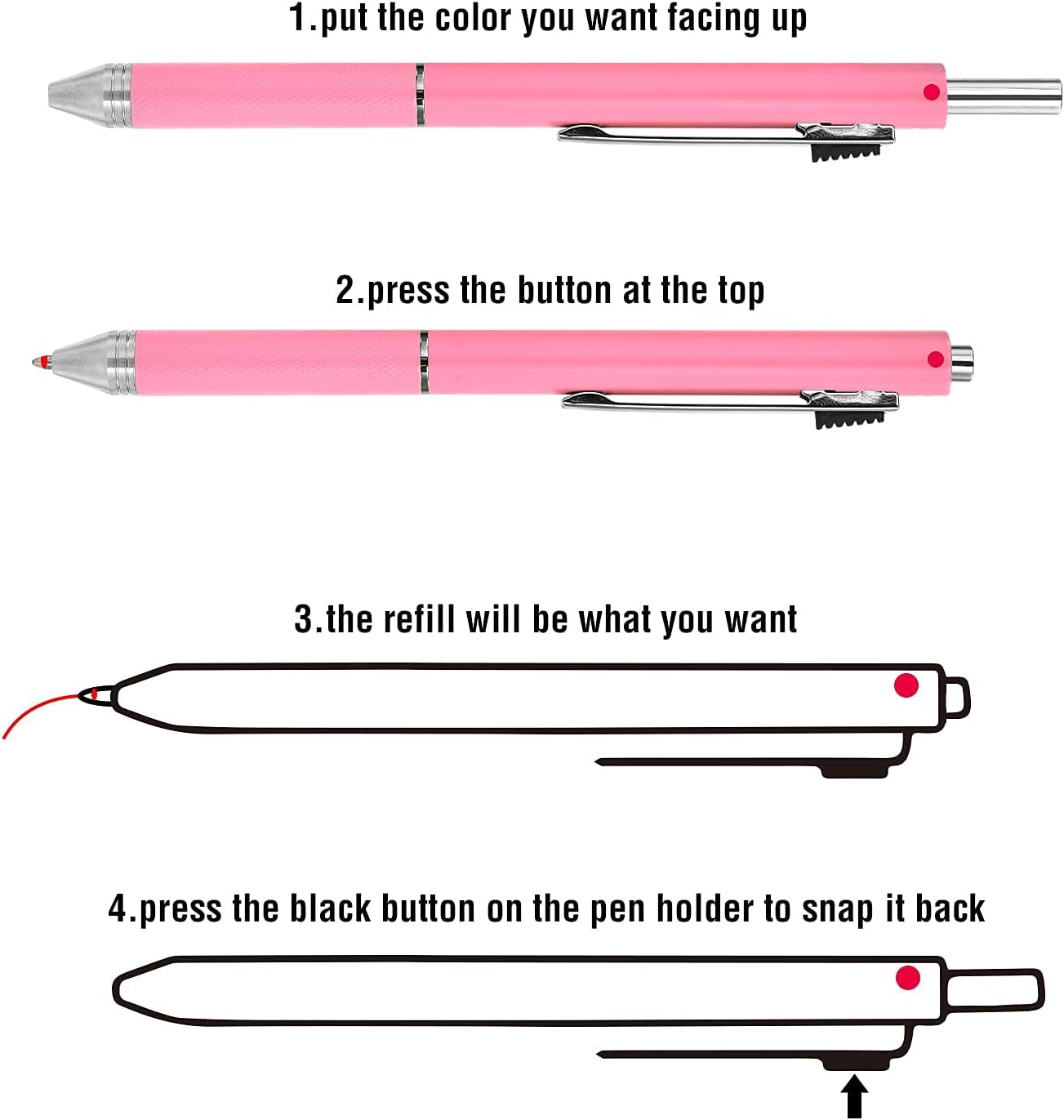 4-in-1 Multicolored Pen, Mechanical Pencil & Black Red Blue MetalPen, Multi ColoredPen with Portable Case & Refillable BallpointPen with Gift Box image 5