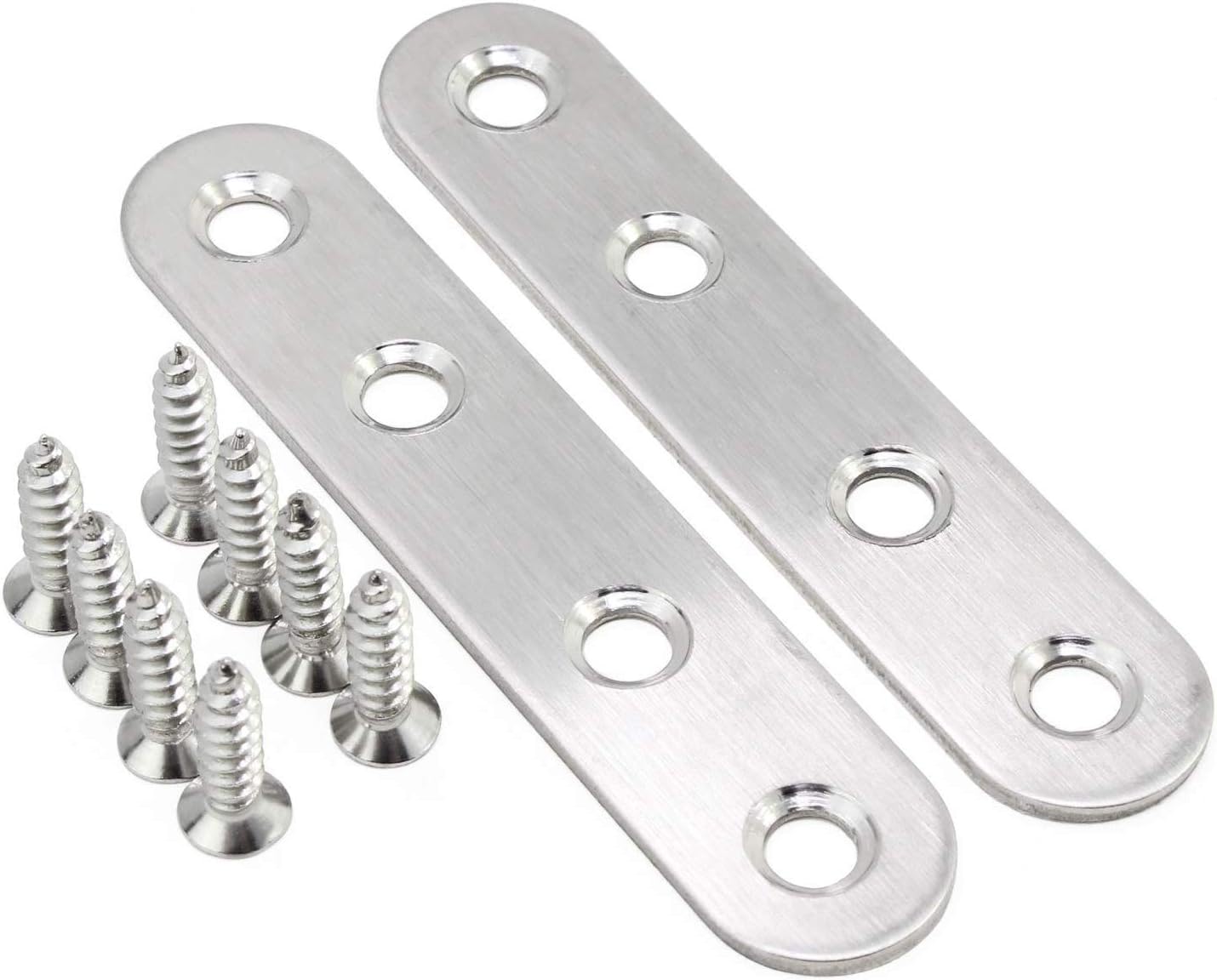 Flat Brace Plate Brackets,10 PCS Stainless Steel Corner Brace Joining Plates Connector Repair Bracket with 40Pcs Fixing Screws 76 X 16mm - Image 4