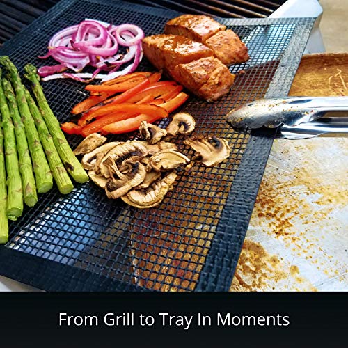 SIGVAL Mighty Mat - Reinforced Non-Stick Grill Mesh Mats - Set of 3 - Use as Smoker Mat, Baking Mat, and BBQ Mat to Cook Fish, Vegetables, Meats on Smoker or Grill - Thumbnail 6