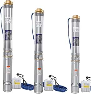 Randaco Bomba de pozo profundo, 1100W Sumergible 4000L/h Caudal, bomba de agua de acero inoxidable presión 8,1 bar, altura máxima de extracción 81m, con cable de 20m