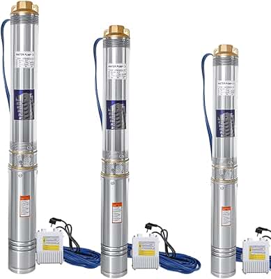 Randaco Bomba de pozo profundo, 1100W Sumergible 4000L/h Caudal, bomba de agua de acero inoxidable presión 8,1 bar, altura máxima de extracción 81m, con cable de 20m