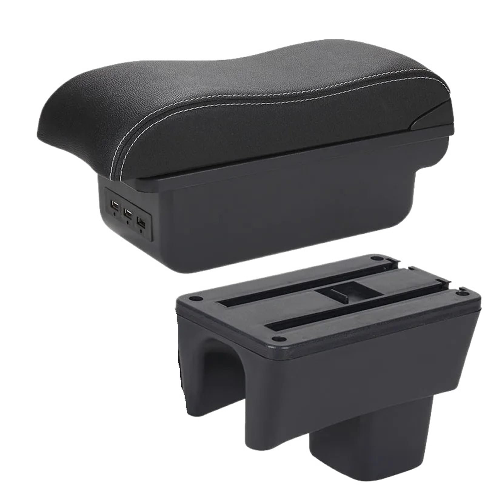 Car Armrest Box For Suzuki For Swift 2005-2025 Car Armrest Curved Surface Car Storage Box Dedicated(B3 Black white 3USB)
