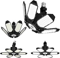 Vista 9 de Adiding Luz LED de garaje con 6 paneles deformables para sótano, paquete de 6, se atornilla en casquillo de bombilla E26 E27, súper brillante