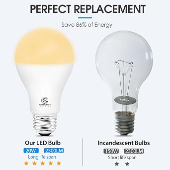 E ENERGETIC LIGHTING Dimmable A21 LED Bulb, 150 Watt Equivalent, 2600LM Super Bright Light Bulbs, Soft White 2700K, E26 Standard Base, UL Listed, Damp Rated, 4 Pack