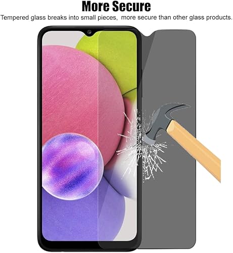 Miniatura 5 de (3+3) Protector de pantalla de privacidad para Samsung Galaxy A03s (paquete de 3) anti espía vidrio templado privado con protector de lente de