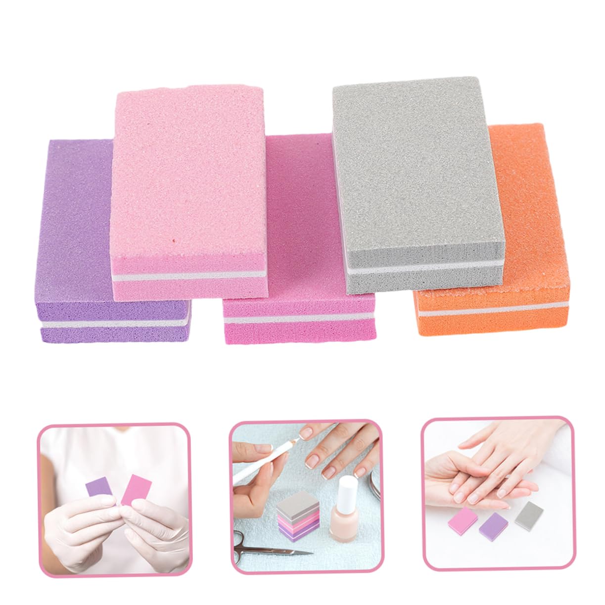 Healeved 4 Juegos Lima De Uñas Cortaúñas Perforar Prensa De Uñas Clíper Empujador De Uñas Pulidor Uñas Gel Para Uñas Nail Gel Tampones De Uñas De Esponja Amortiguadores De Uñas 100 Piezas*4