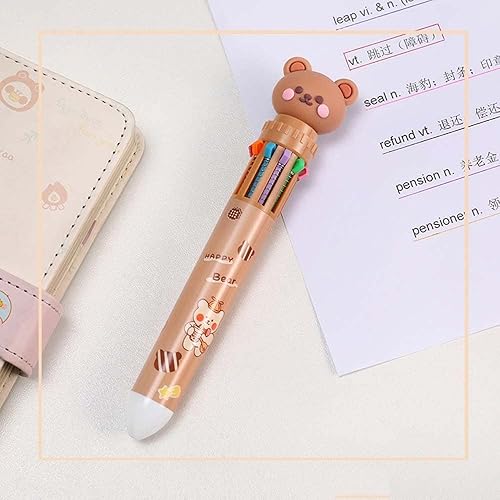 Miniatura 1 de Bolígrafo de diez colores, bolígrafos de gel Kawaii, artículos de papelería novedosos, bolígrafos de escritura de dibujos animados, bolígrafo de