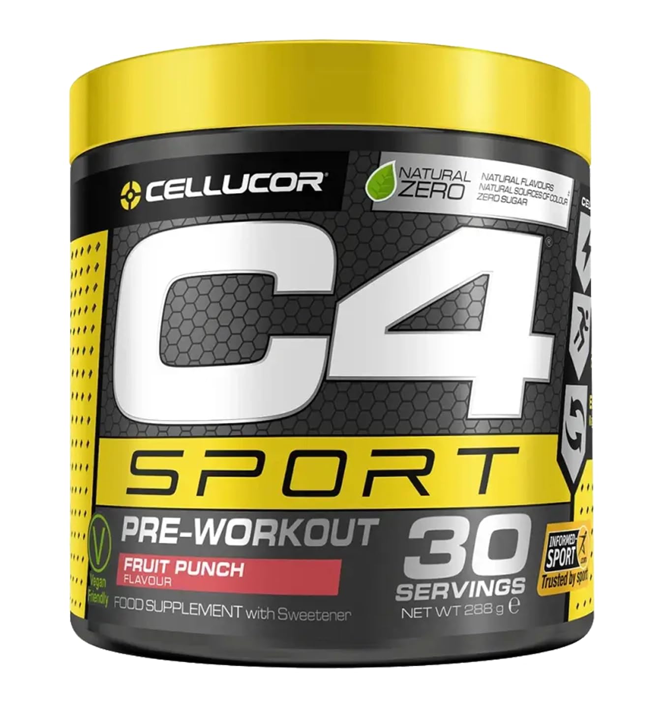 C4 Sport Pre Workout Powder Fruit Punch 30 Servings | Zero Sugar Pre Workout with Creatine Monohydrate 3.409g, Beta Alanine 1g, L Citrulline 0.55g, Caffeine 135g | Informed Sport Certified