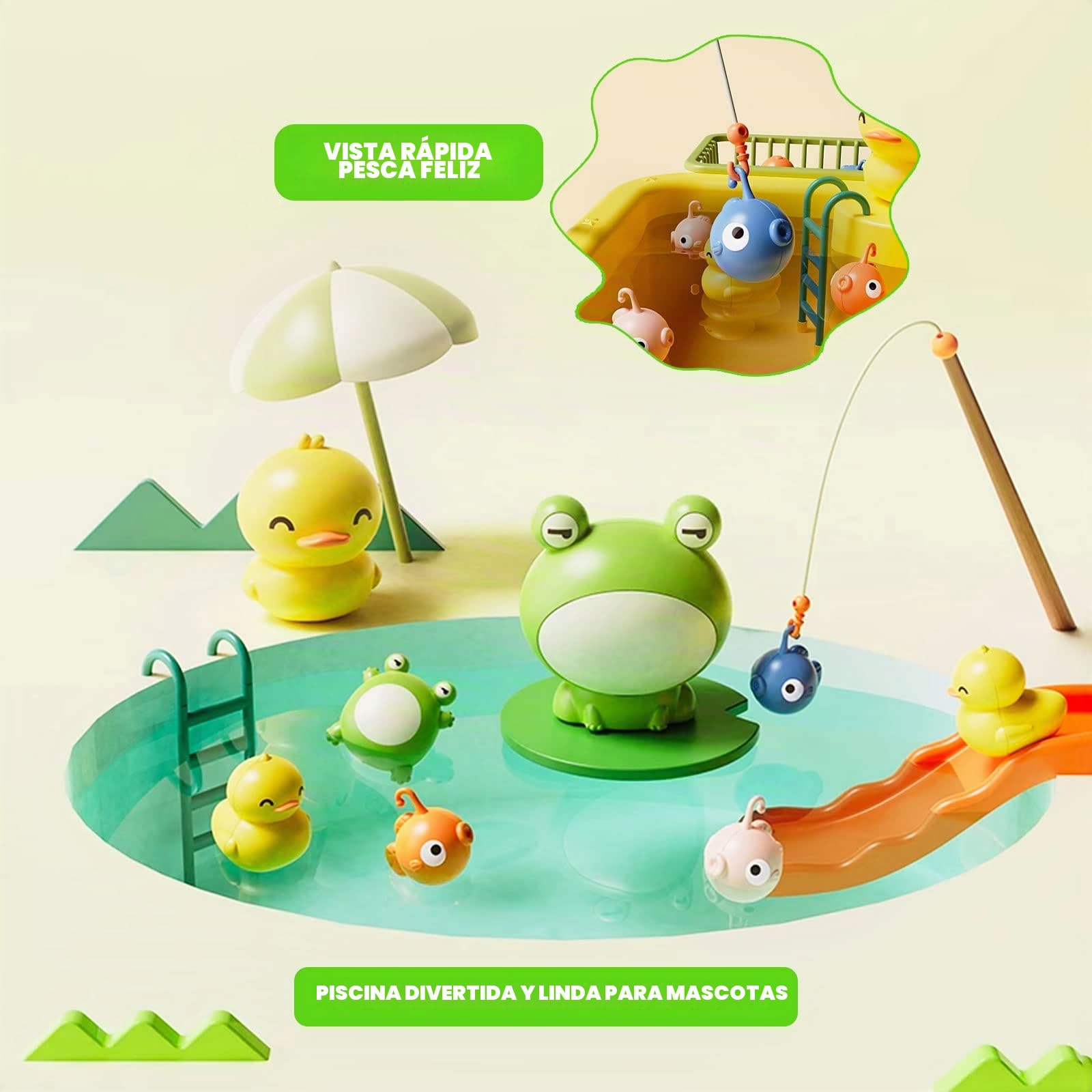 Juego de Juguetes de Cocina 2 en 1, Cocina Infantil con Juego de Pesca y Accesorios de Cocina y Grifo Giratorio de 90°, Fregadero de Juguete de simulación,Juguete de Rol para niños pequeños