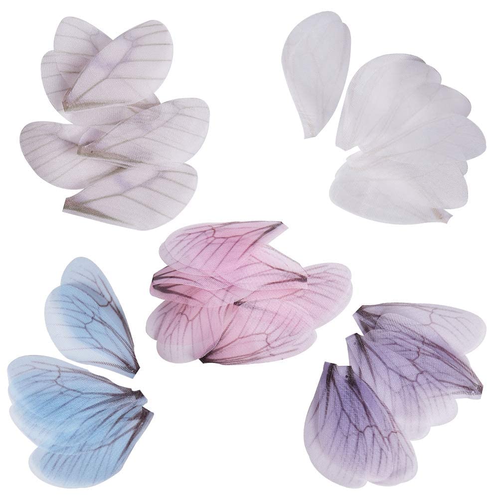 SUNNYCLUE 1 Scatola 160 Pezzi 16 Stili Ciondoli Ali di Farfalla In Tessuto Farfalla Viola Organza Ala di Libellula Ali di Farfalle In Poliestere 3D per Creazione di Gioielli Charms Ornamento di Nozze