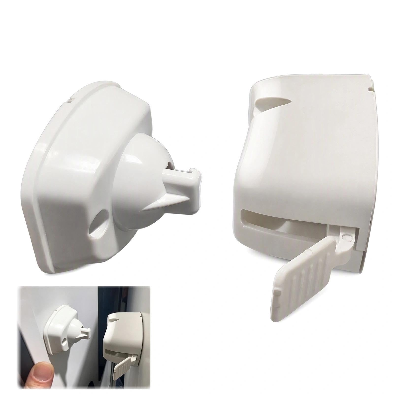 Caravan Door Catch, White Plastic Retainer Compatible with Motorhomes, Static Caravan Accessory, Secure Door Holder for Campervan Use