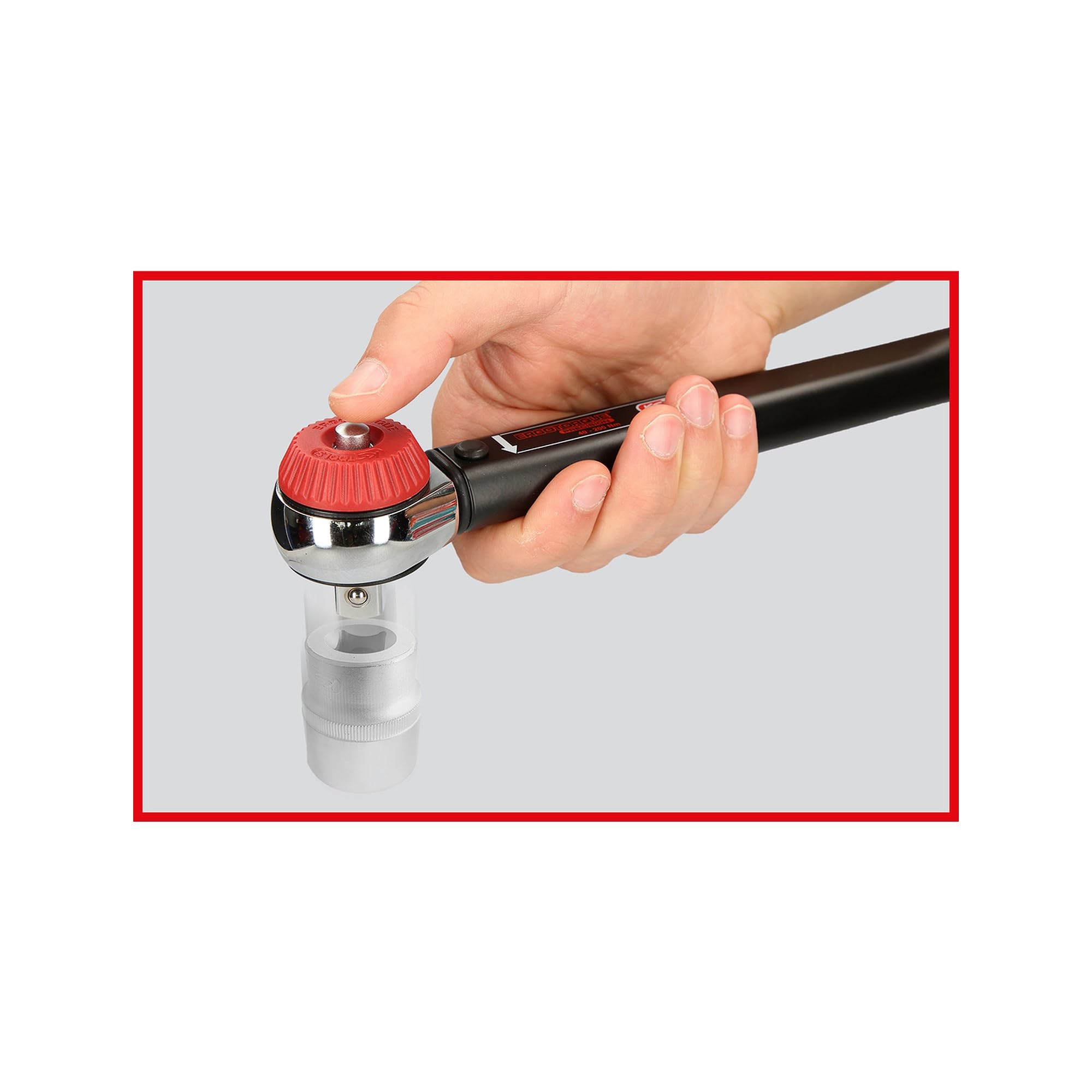 KS Tools 516.1442 1/2" Llave dinamométrica ERGOTORQUE®precision con cabezal de carraca de cambio de posición por mando giratorio 40-200Nm