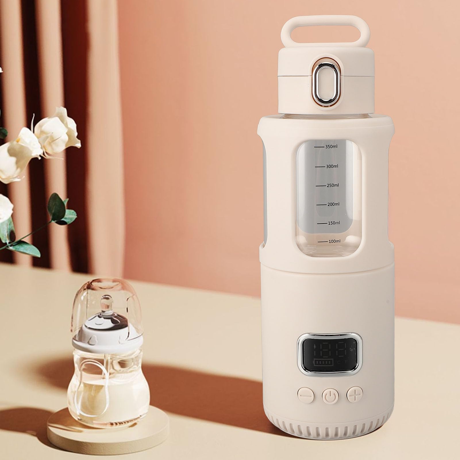 Scaldabagno portatile, scalda latte da viaggio con batteria ricaricabile USB da 18000 mAh, controllo della temperatura regolabile 37-55, capacità 350 ml, resistenza al calore in acciaio