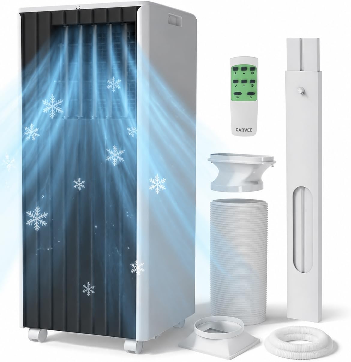 Image of Portable Air Conditioners, 8000 BTU 3-in-1 AC Unit with Dehumidifier & Fan, Cools Up to 350 Sq.Ft, 24H Timer & Remote, Auto Evaporation,No Drain,Quiet, Energy,Mobile Floor Unit Floor Standing for Bedr