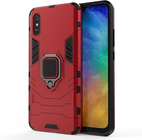 Miniatura 10 de LuluMain Compatible con Xiaomi Mi Redmi 9A, funda Redmi 9AT, soporte de anillo de metal a prueba de golpes (funciona con soporte magnético para