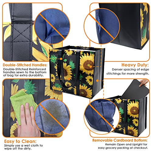 Beegreen Flowers Extra Large Tote Bag Reusable Bags 12 Pack With Reinforced Handles And Removable Bottom Foldable Bulk For Christmas Kitchen Groceries Heavy Duty Shopping Bags Reusable Produce Bags #TOP4