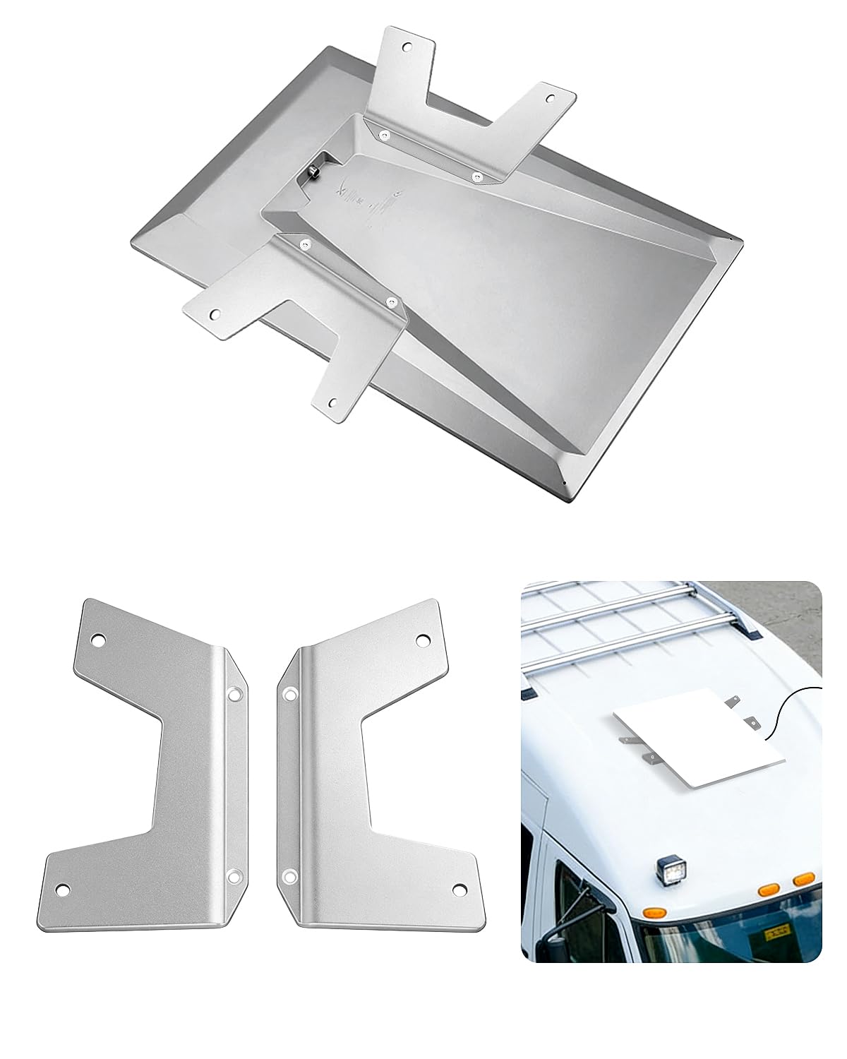 Starlink Performance Gen 3 Flat Mount, Heavy-Duty Low-Profile Roof Mount for Per-Gen 3 Flat Dishy, Weatherproof Aluminum Vehicle Bracket for RV, Boat, Car, Wood, Metal, Plastic &amp; Slotted Roof Rails