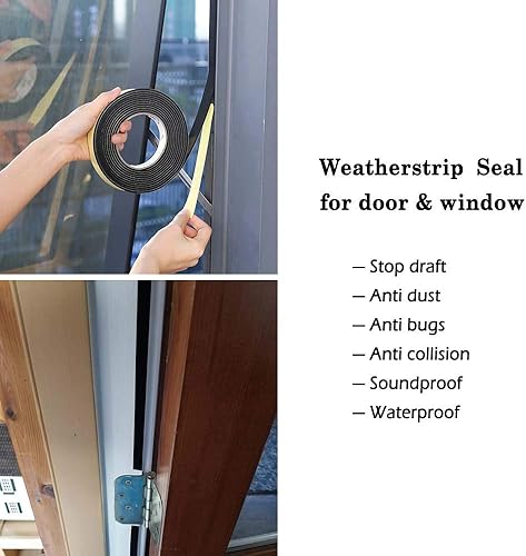 Miniatura 3 de Tiras adhesivas de espuma de 1 pulgada de ancho x 18 pulgadas en T, de neopreno, cinta de espuma de alta densidad para aislamiento de puertas y