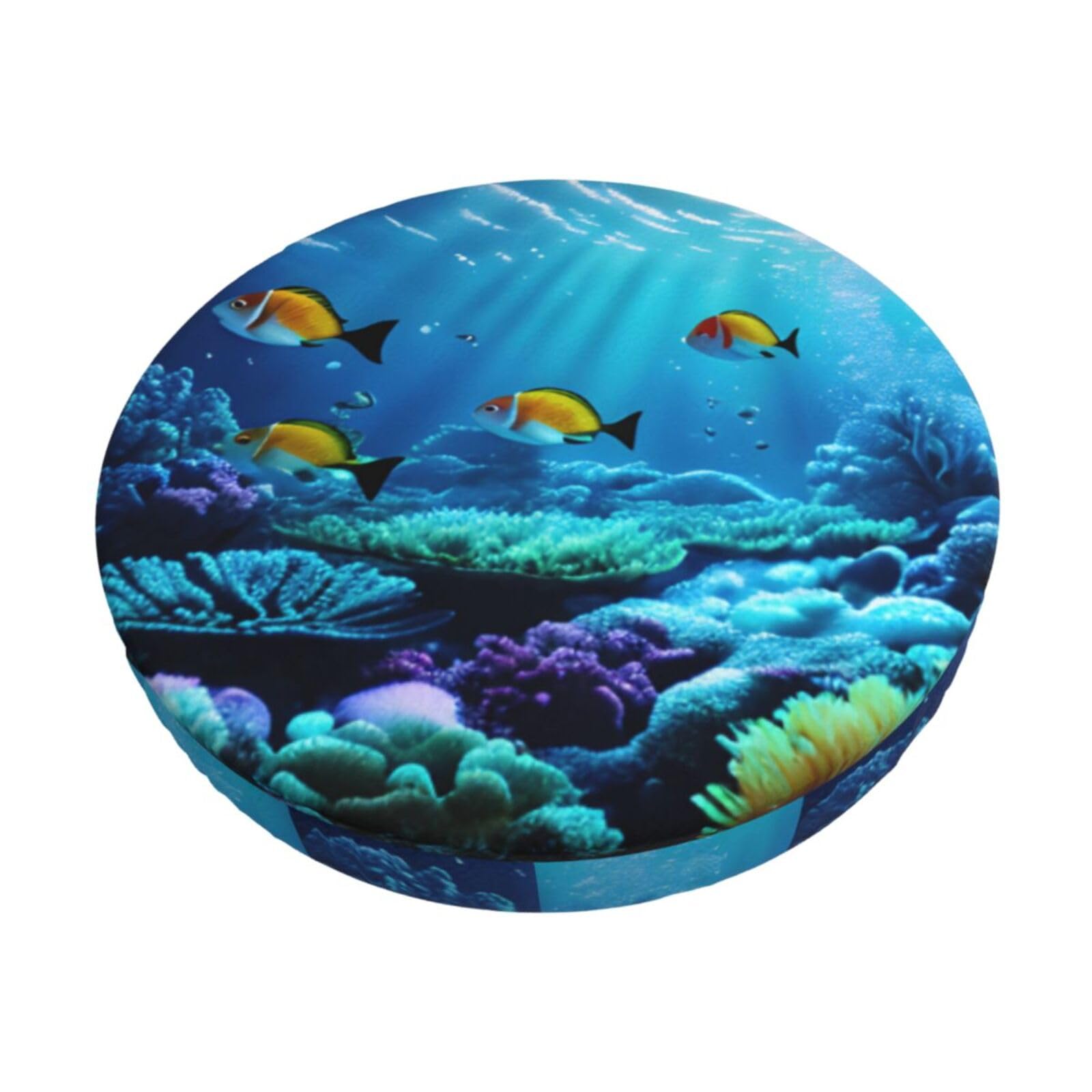 ACVnbm Tranquil Underwater Scenery Print Round Bar Chair Cushion Cover, Elastic Chair Protector For Kitchen Bar Dining