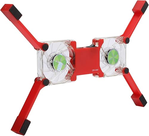 Miniatura 2 de DR-S02 - Enfriador plegable para laptop con doble ventilador, portátil alimentado por USB, base de refrigeración con soporte antideslizante (rojo)
